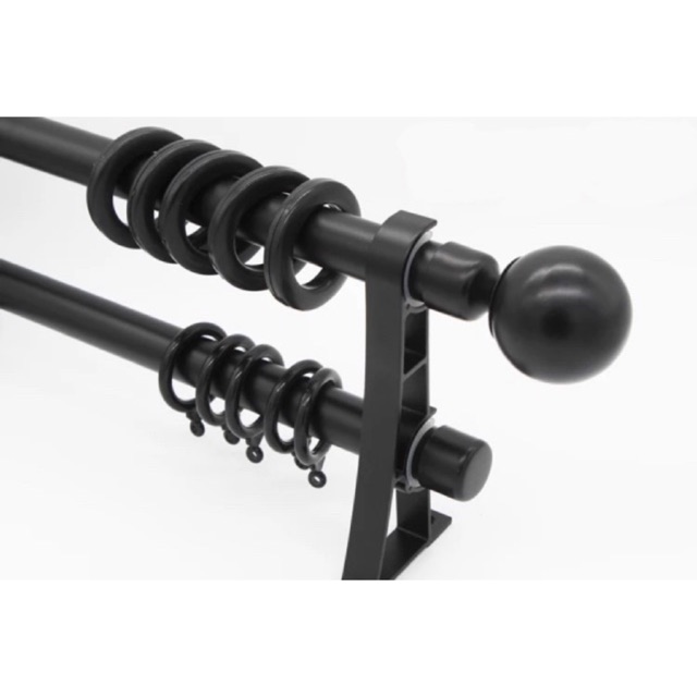 Matte Hitam Rod Langsir Besi Aluminium (Set Lengkap) / Matte Black