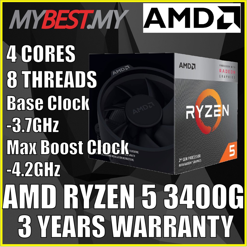 Amd Ryzen 5 3400g 4 Core 3 7 Ghz 4 2 Ghz Max Boost Socket Am4 65w Yd3400c5fhbox Desktop Processor Newegg Com