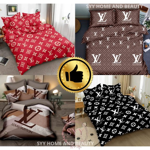 Set LV Soft and Luxurious Cadar Fitted Bedsheet Cotton Bedding Pillow
