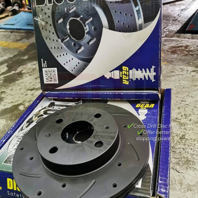 Perodua Myvi 1.5 LB Axia Bezza GEAR Performance Cross Drill Brake Disc