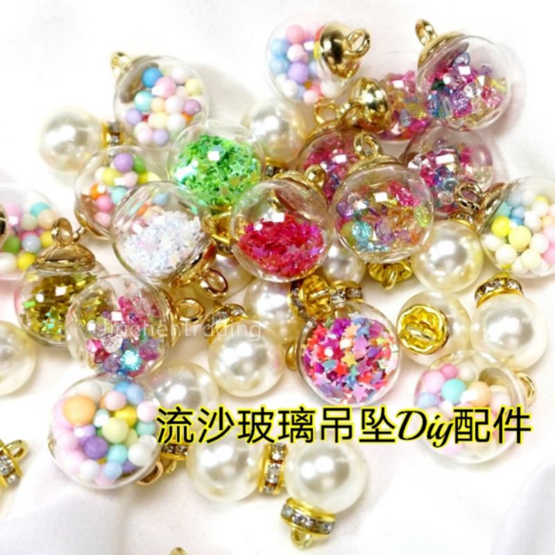 Clear Glass Ball Pendant DIY Accessories 彩色透明玻璃球吊坠配件 手工diy钥匙圈耳环材料制作挂件饰品配件Aksesori Perhiasan Liontin Bola Kaca