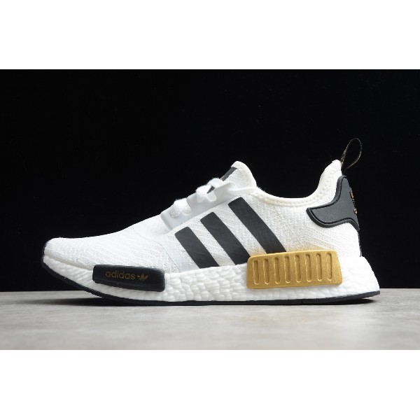 nmd r1 white black gold