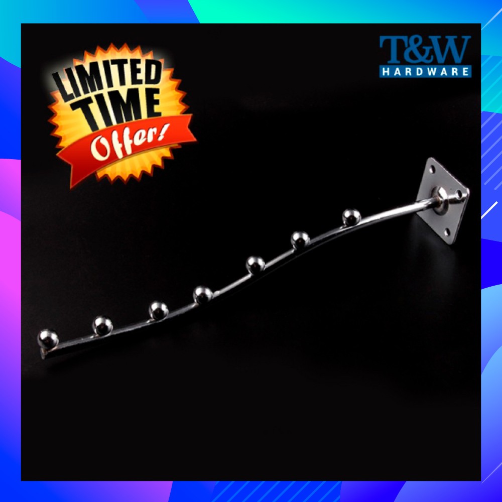 Wall Mount Elegant Waved Waterfall Hanger Rack 9 Beads Garment Display