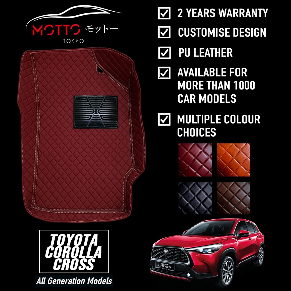 Motto Customised 5D Car Mat Toyota Corolla Cross [PU Leather alas kaki