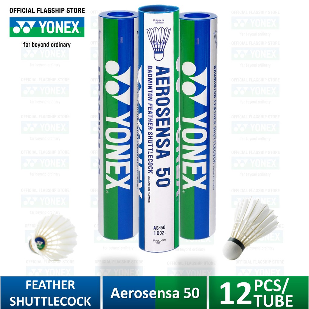 Yonex Aerosensa 50 Badminton Feather Shuttlecock (12 In 1) | Shopee ...