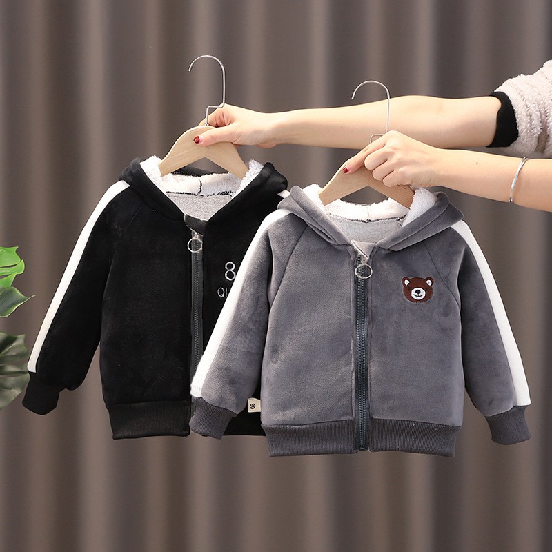HUAER& Toddler Baby Boys Autumn Winter Fleece Jacket Thick Warm Outerwear 
