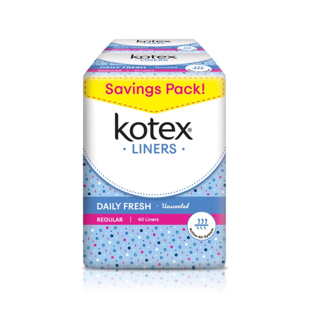 KOTEX Fresh Panty Liners Regular Unscented 2 x 32s WT1