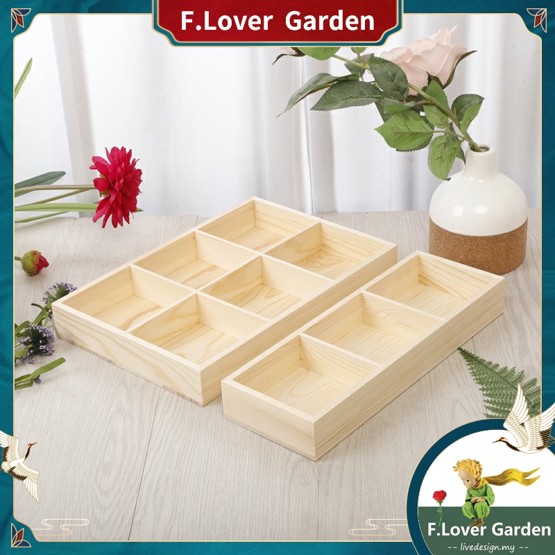 5 Grid Wooden Succulent Plant Fleshy Flower Pot Box Tray Decorative Container 