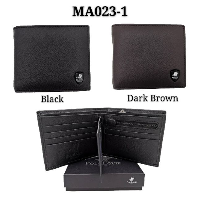 [Gift Box] Original Polo Louie Men's High Quality Genuine Leather Wallet Zip Button Purse Dompet Kulit Lembu Lelaki