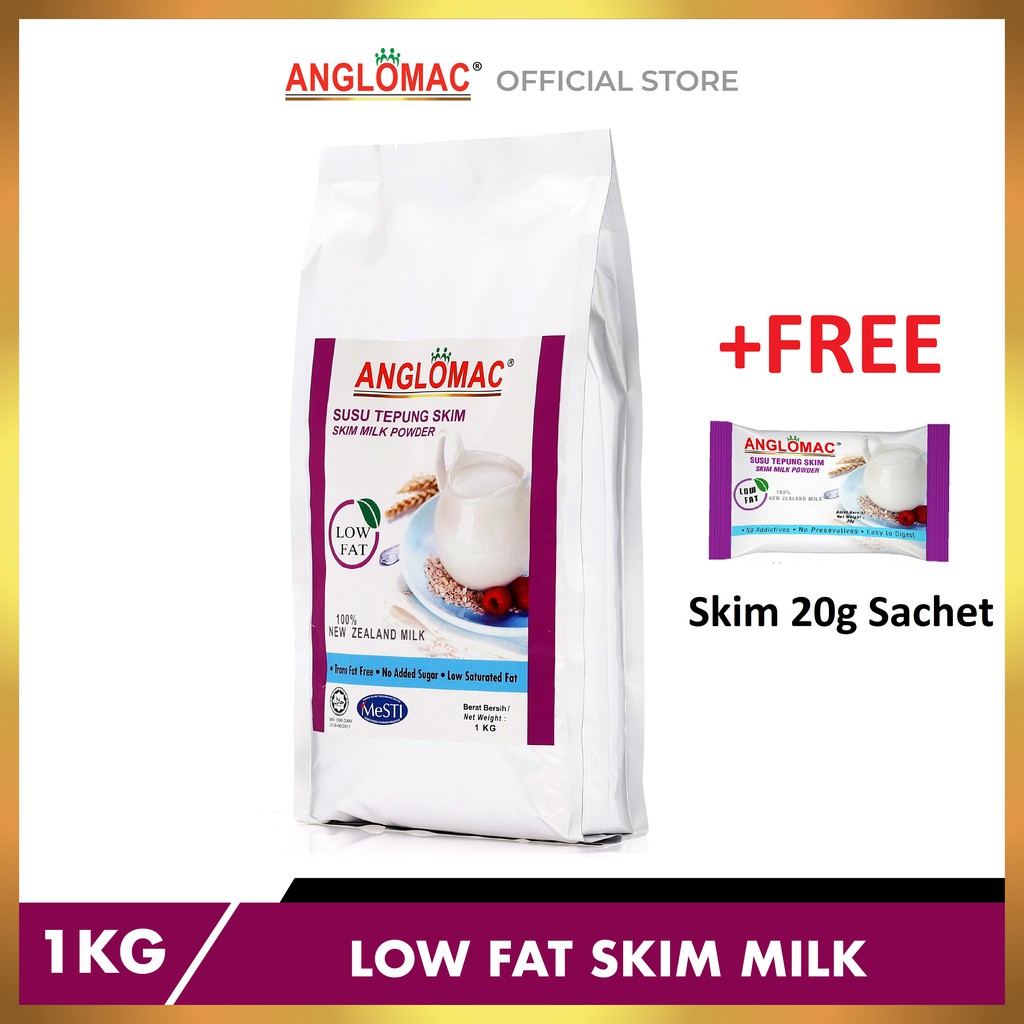 Susu Tepung Skim Rendah Lemak Anglomac - Low Fat 1KG ...