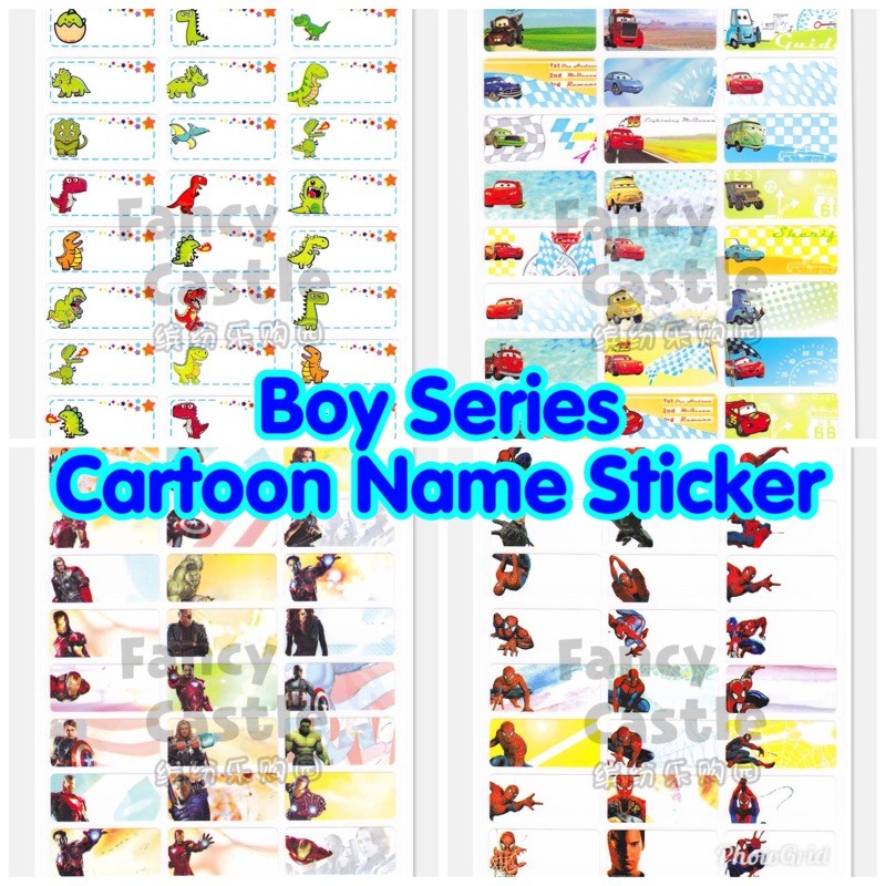 Cartoon Sticker Name/Waterproof/Colorful/Sticker Nama Kartun/Kalis Air