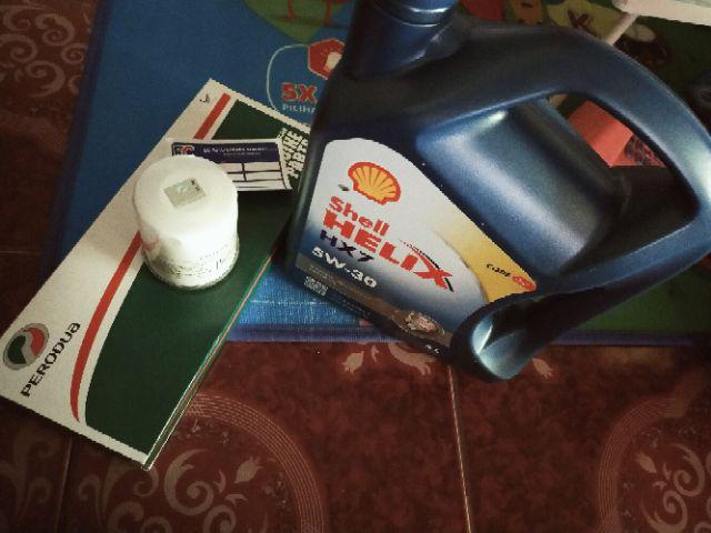 Shell Helix HX7 5W30 Engine Oil (4L)+Oil Filter+Air Filter 