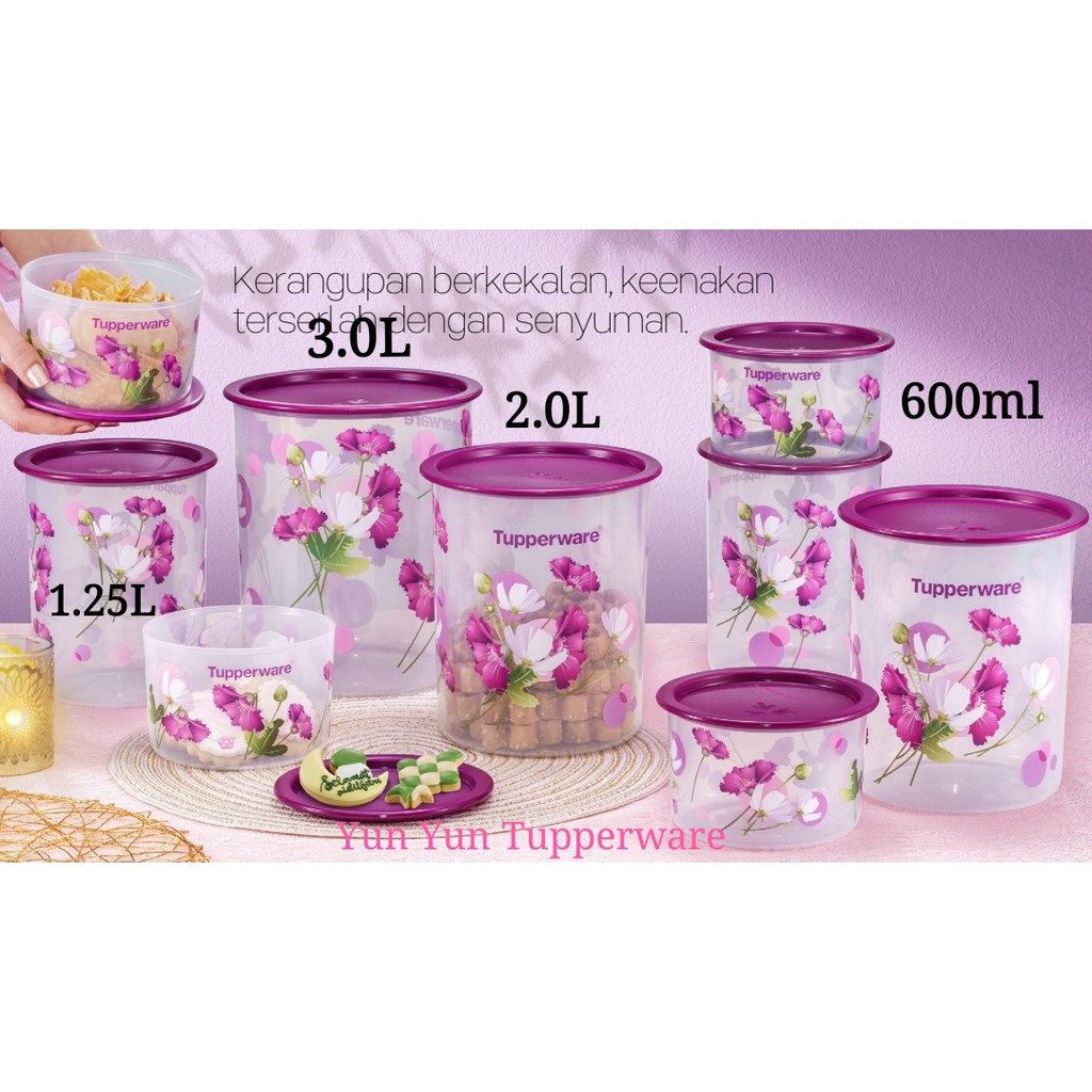 🔥READY STOCK🔥Tupperware Royale Bloom One Touch - 600ml / 1.25L / 2.0L / 3.0L