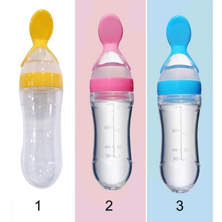 Infant Baby Silicone Feeder Food Rice Cereal Bottle Feeding Spoon