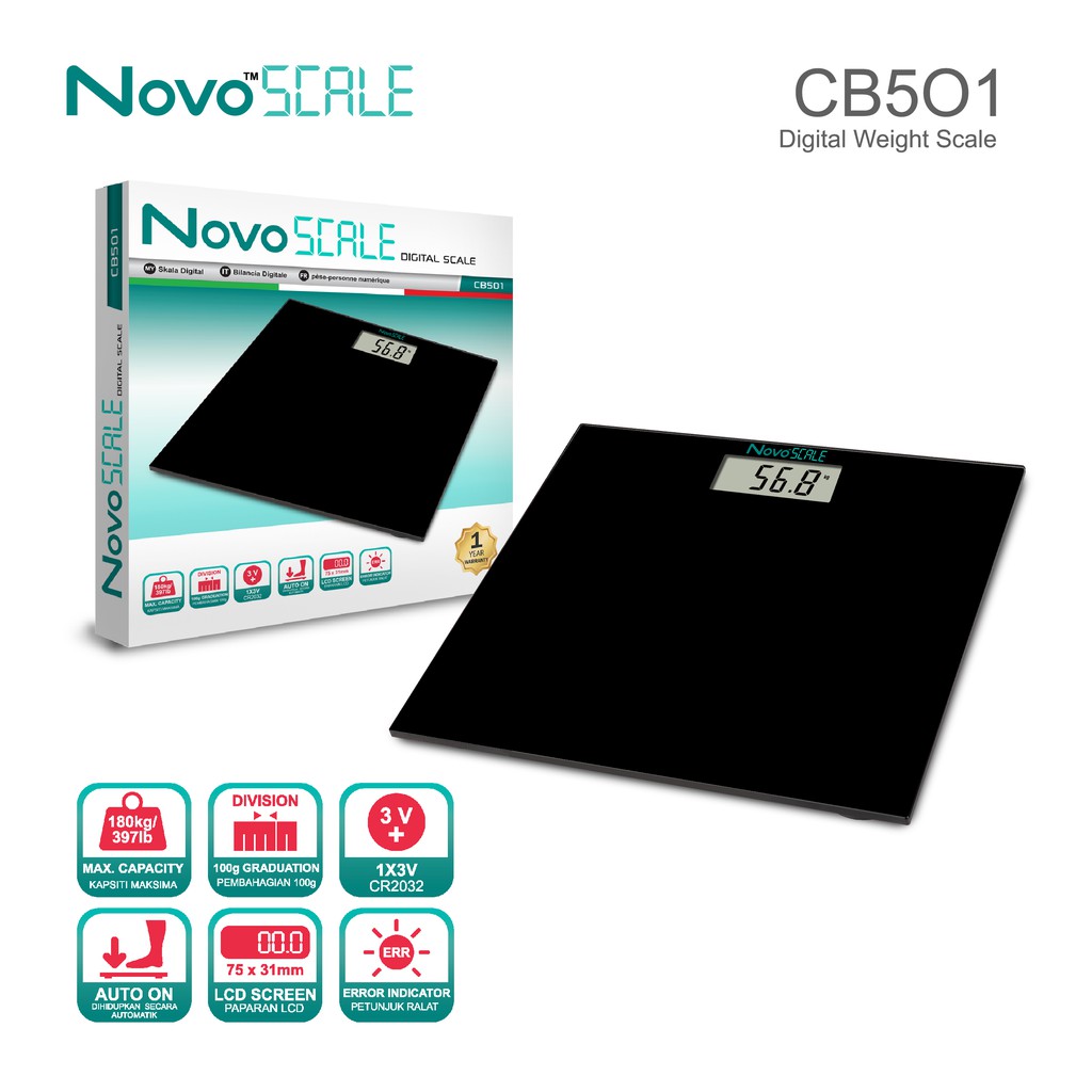 [ NOVOPLUS Official ] NOVOSCALE CB501 Digital Weight Scale | Shopee