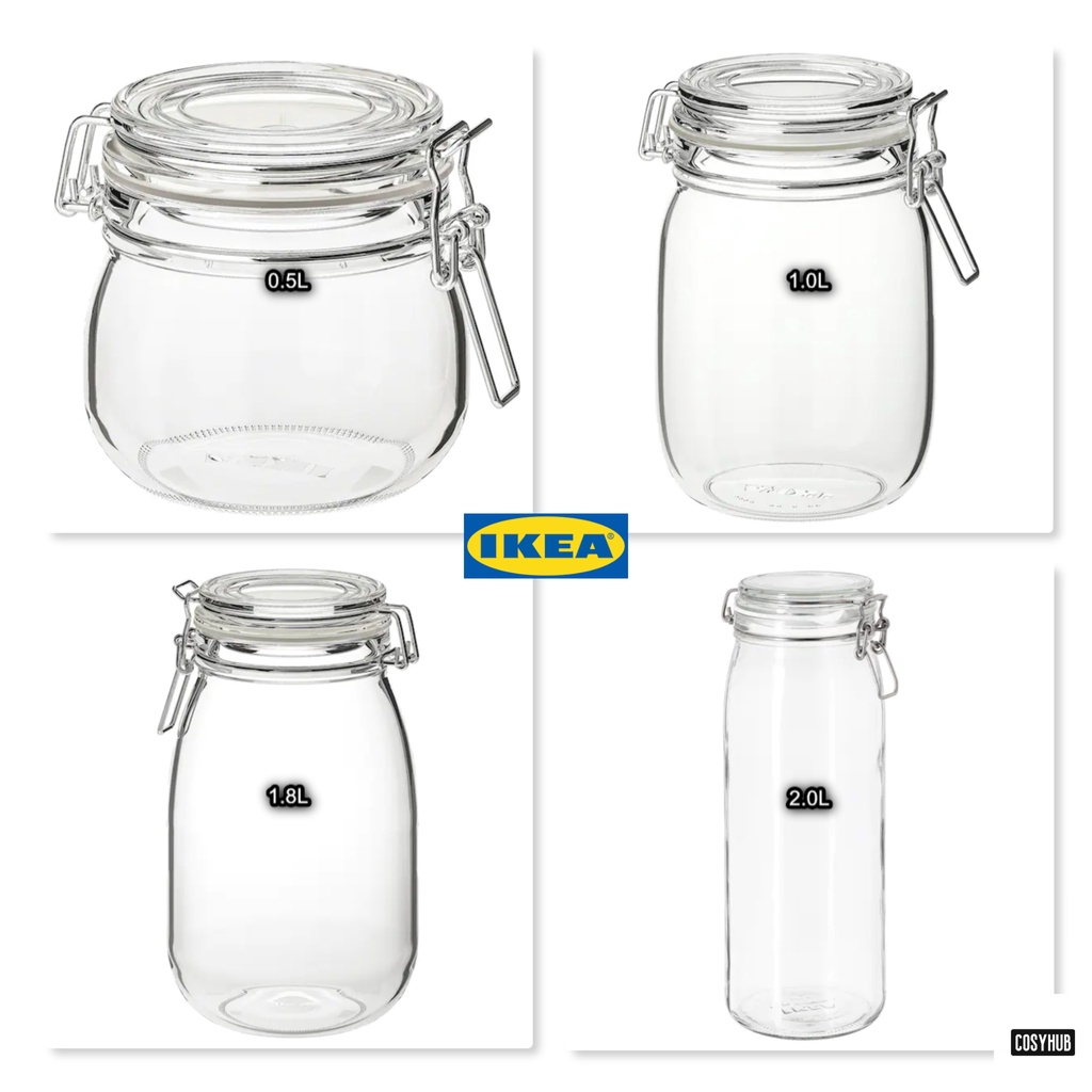 IKEA KORKEN JAR WITH LID CLEAR GLASS JAR WITH LID RUBBER GASKET BALANG