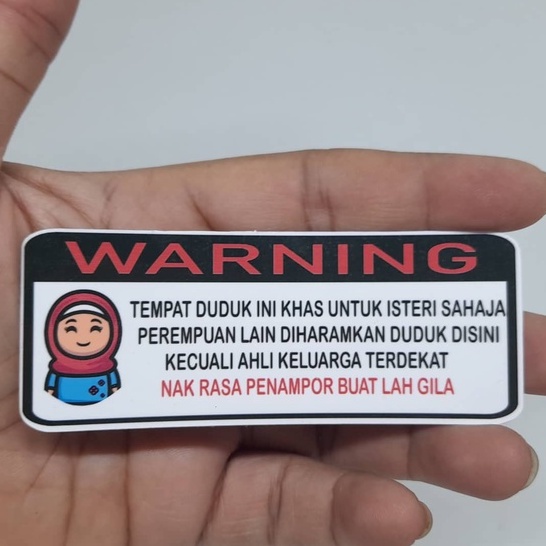 Sticker Warning Seat Kereta Motor Produa Yamaha Isteri Wife Bini ...