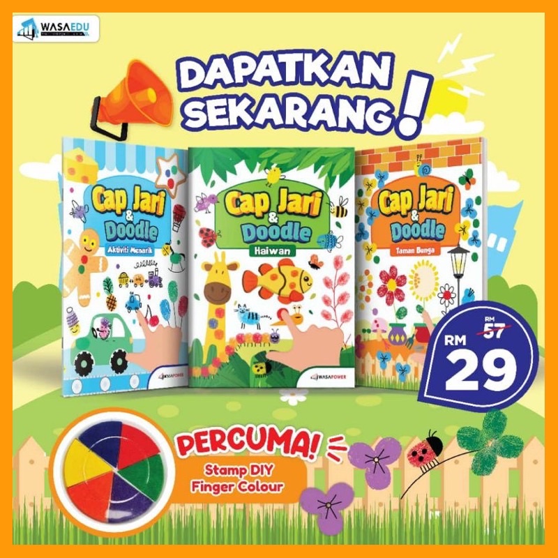 Set Buku Cap Jari & Doodle Cop Jari Buku Aktiviti Kanak Kanak Percuma ...