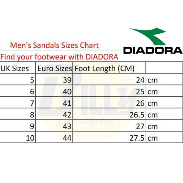 size chart diadora