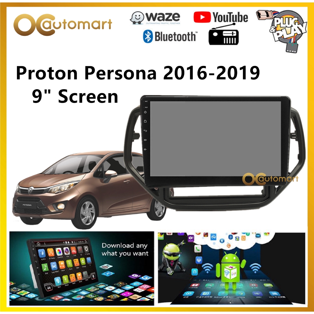 Proton Persona 2016 2019 Big Screen 9 Plug And Play Oem Android Player Car Stereo With Wifi Video Player Touchscreen Shopee Malaysia