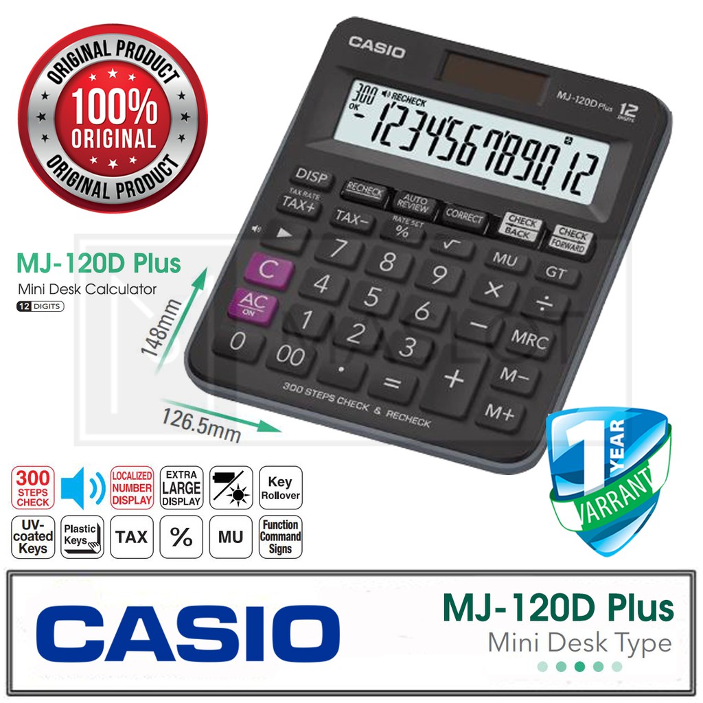 Casio MJ120D Plus Check & Recheck Calculator (100 Original Ready