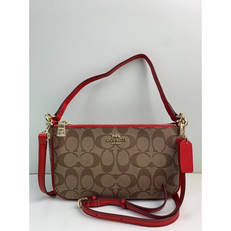 COACH F58321 SIGNATURE COATED CANVAS TOP HANDLE CROSSBODLE SHOULDER