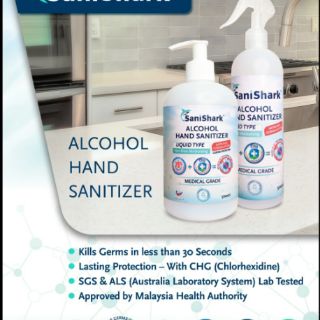 HAND SANITIZER SANI SHARK 75% ALCOHOL LIQUID | Shopee Malaysia