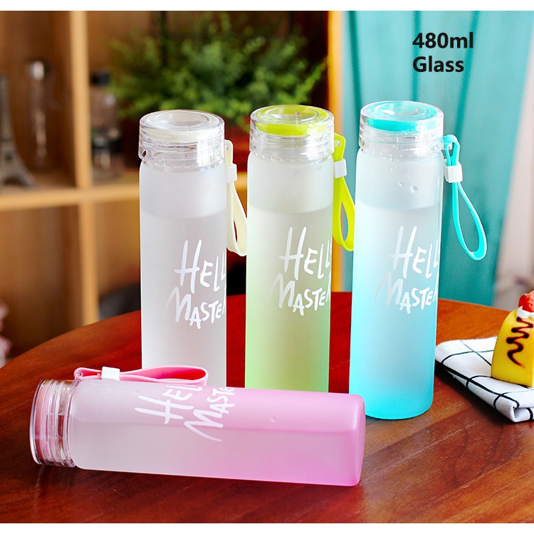 480ml Color Letter Cup Frosted Gradient Pattern Portable Leakproof