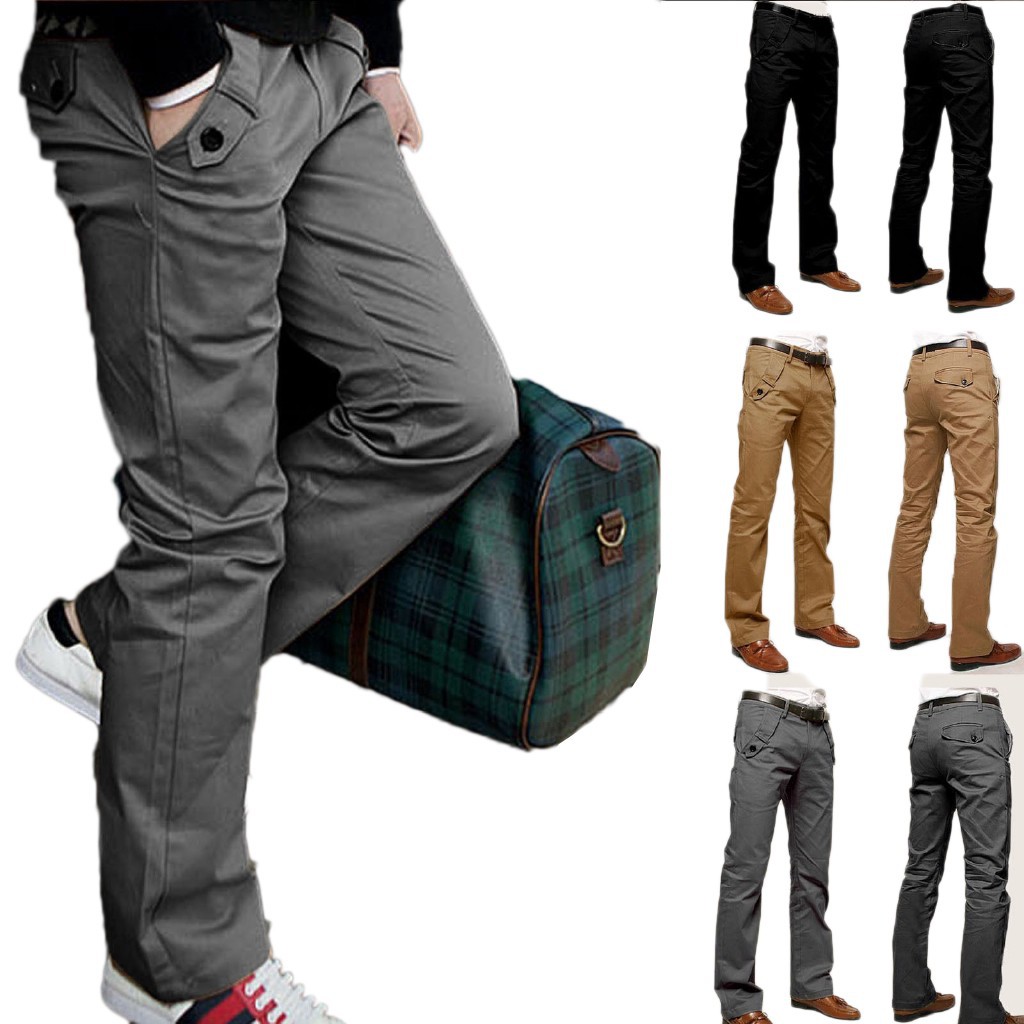 mens slim fit cargo work trousers