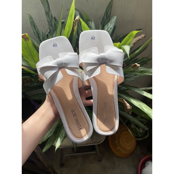 Innocent Ngo bow-style table sandals with big size 35-45 (100% real photo) sandal perempuan sandal women flat sandal