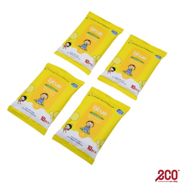 Excue Baby Hand & Mouth Wipes/Lemon Wet Wipes 10sheets (4pcs/pack) ABL002T0108 Shopee