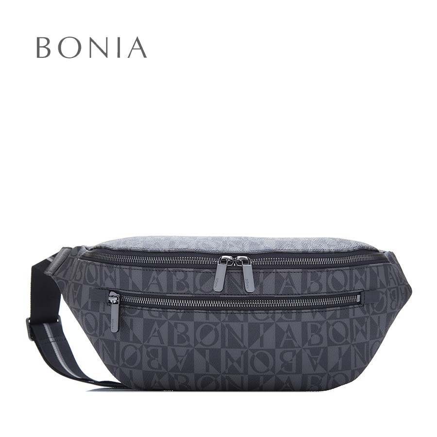 Bonia Black Monogram Small Waist Pouch Shopee Malaysia
