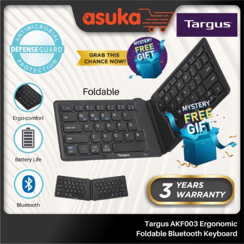 Targus AKF003 / AKF003AP Ergonomic Foldable Bluetooth Keyboard