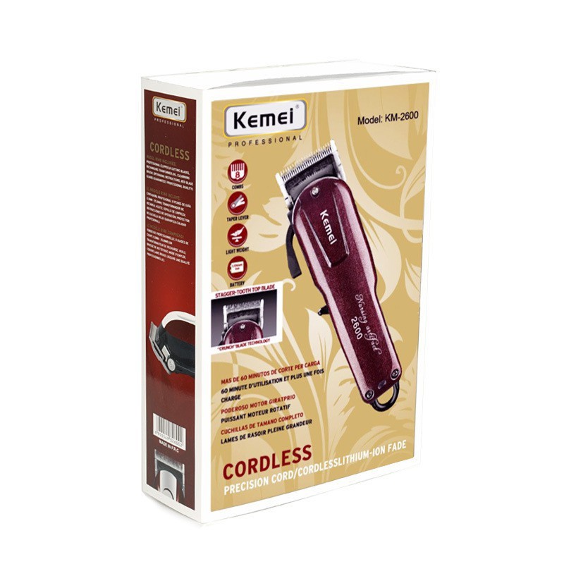 (READY STOCK)KEMEI KM-2600 ELECTRIC RECHARGEABLE HAIR TRIMMER CUTTING MACHINE