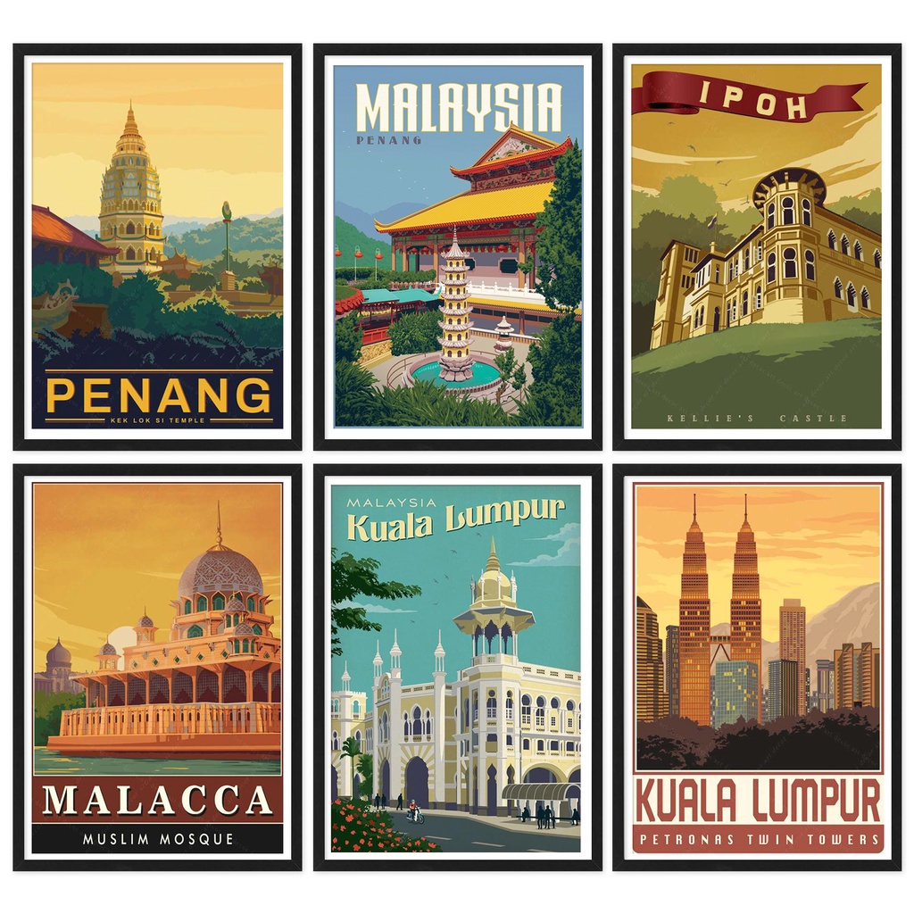 Unframed Printed Poster Malaysia Ipoh Kuala Lumpur Penang Travel Canvas Modern Oil Art Home Wall Decal