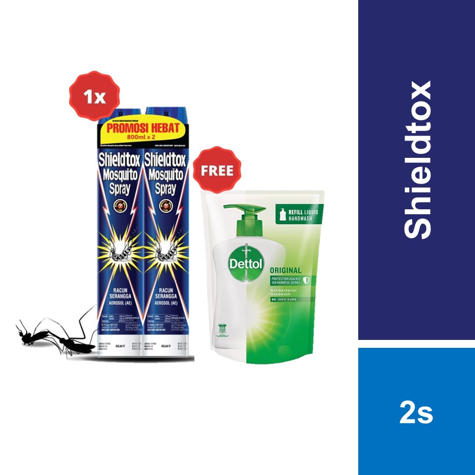 [Buy 1 Free 1] Shieldtox Mosquito Spray Aerosol 800ml x 2s FREE Dettol