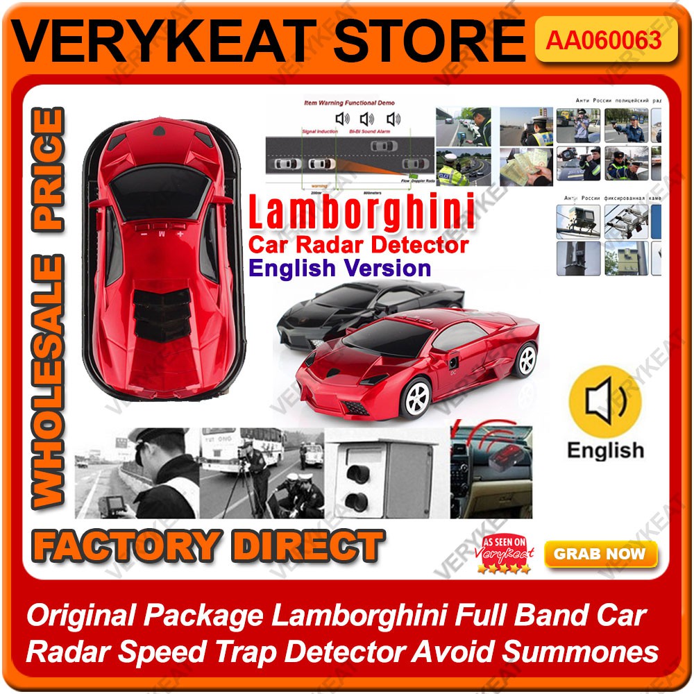 Lamborghini Full Band Car Radar Anti Speed Trap Police Camera Aes Detector Avoid Summons Voice Alert Alarm System Saman Shopee Malaysia