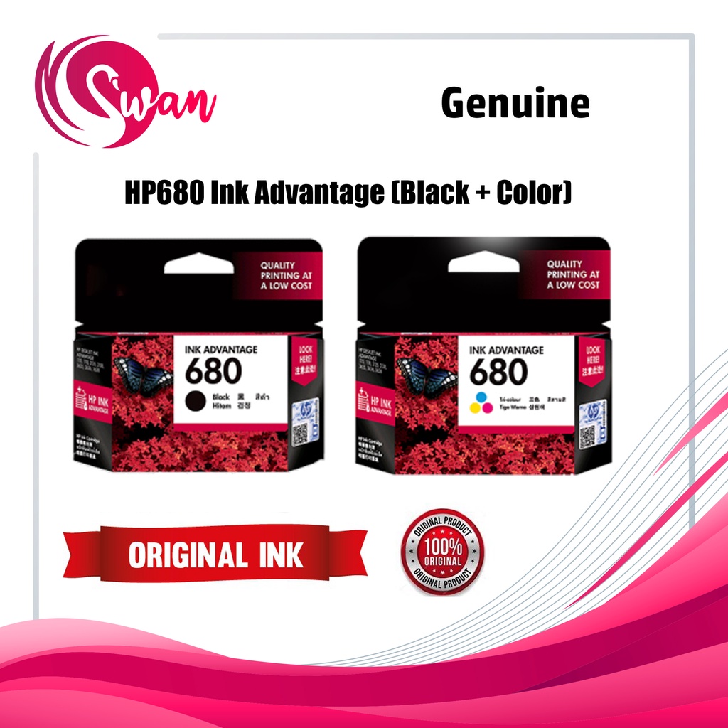 *Ready Stock* Hp 680 Original & GENUINE Black Ink/Tri Color Cartridge/Single/Twin/Combo Pack