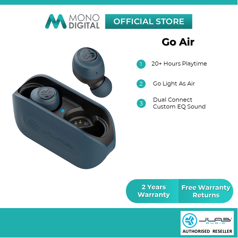 JLab Audio Go Air True Wireless Bluetooth Earbuds TWS + Charging Case Dual Connect IP44 Sweat Resistance [FREE PUBG Bag]