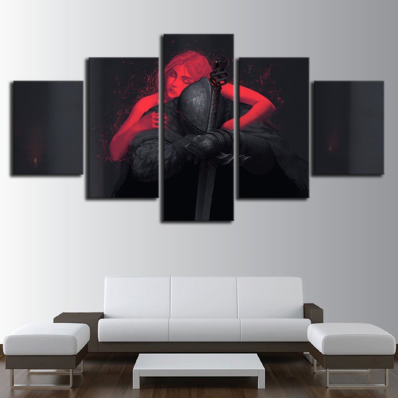 5 Panels Unframed Dark Souls Iii Fan Art Sword Game Posters Canvas Painting