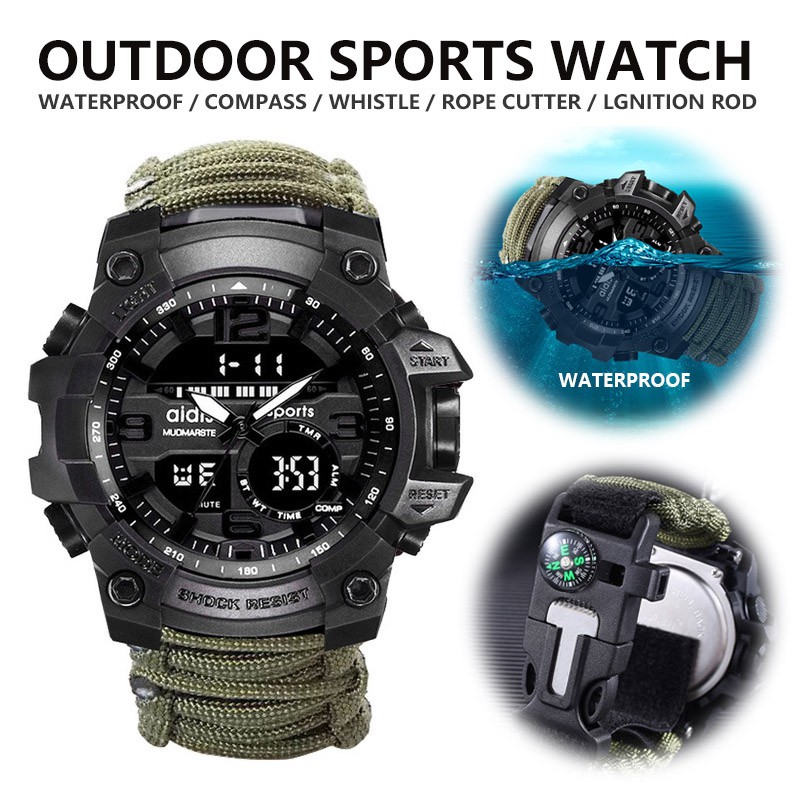 mens waterproof watch with compass