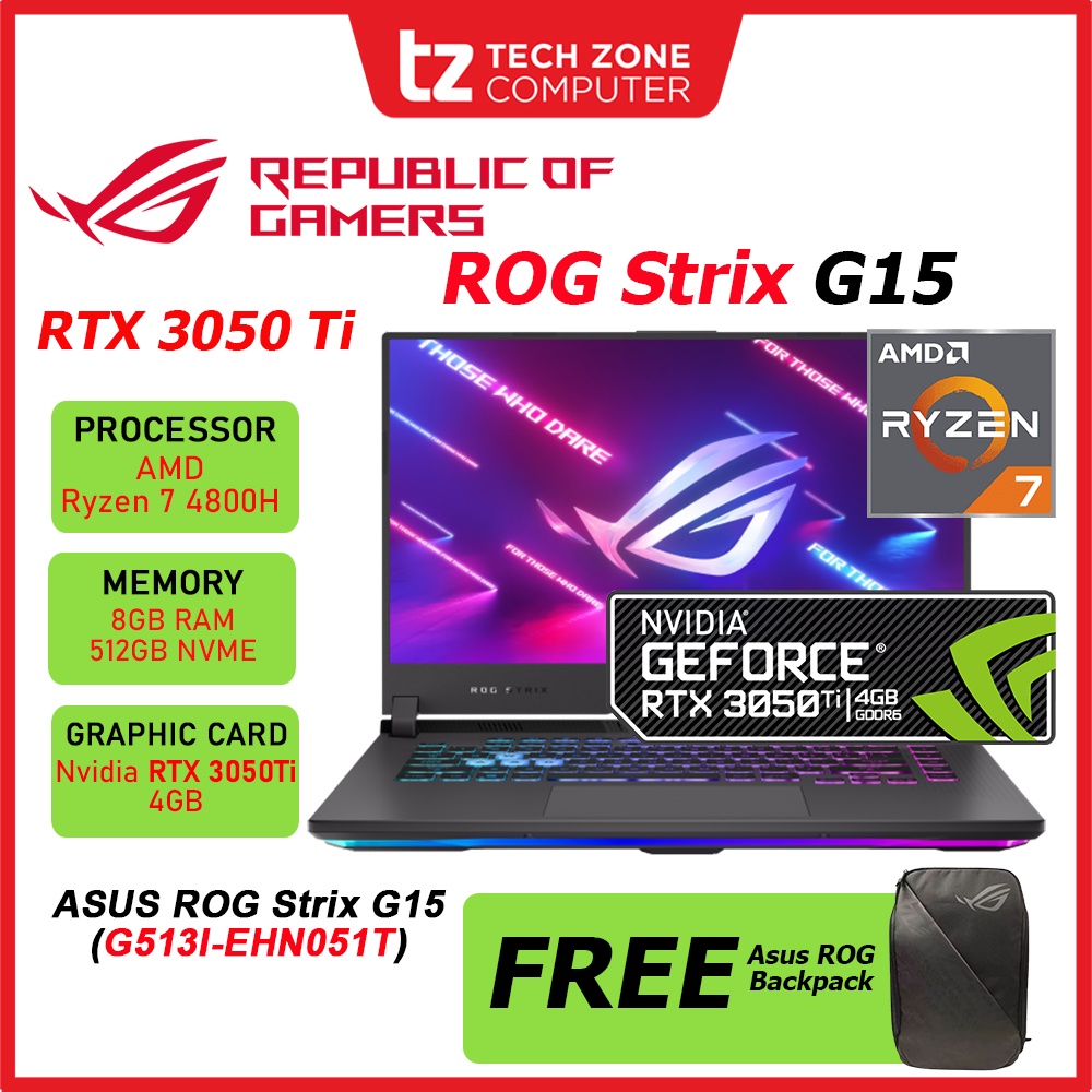 ASUS ROG Strix G15 RTX 3050Ti (G513I-EHN051T) ROG Eclipse Gray/AMD ...