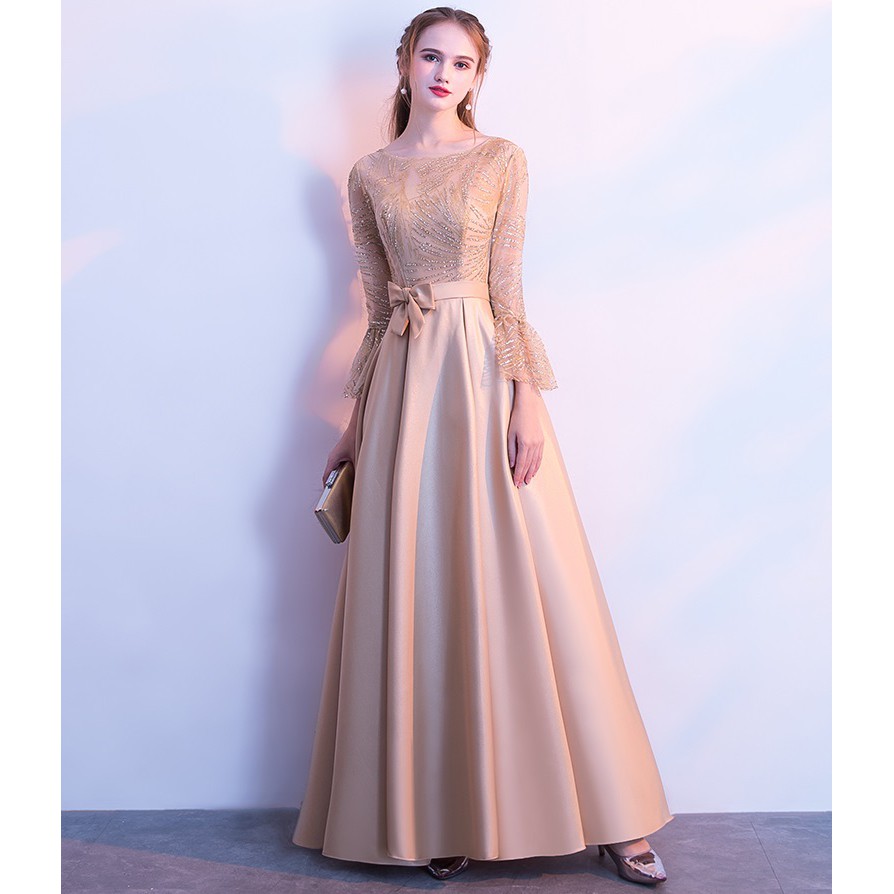 Trumpet Long Sleeve Dinner Wedding Gown 