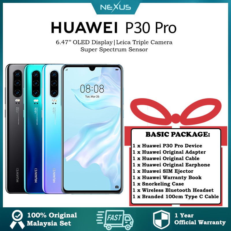 Huawei P30 Pro 8gb 256gb Free Gifts Original Huawei Malaysia Shopee Malaysia