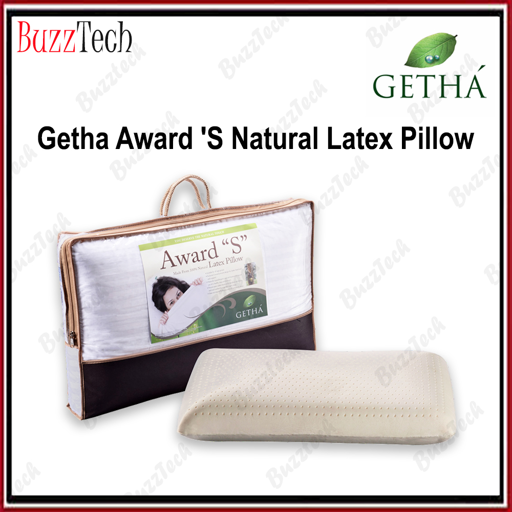 BuzzTech 100% Original GETHA AWARD'S High Quality Neck Relax NATURAL LATEX PILLOW Premium Viral Bantal 高级酒店枕头 防螨虫 乳胶 枕头