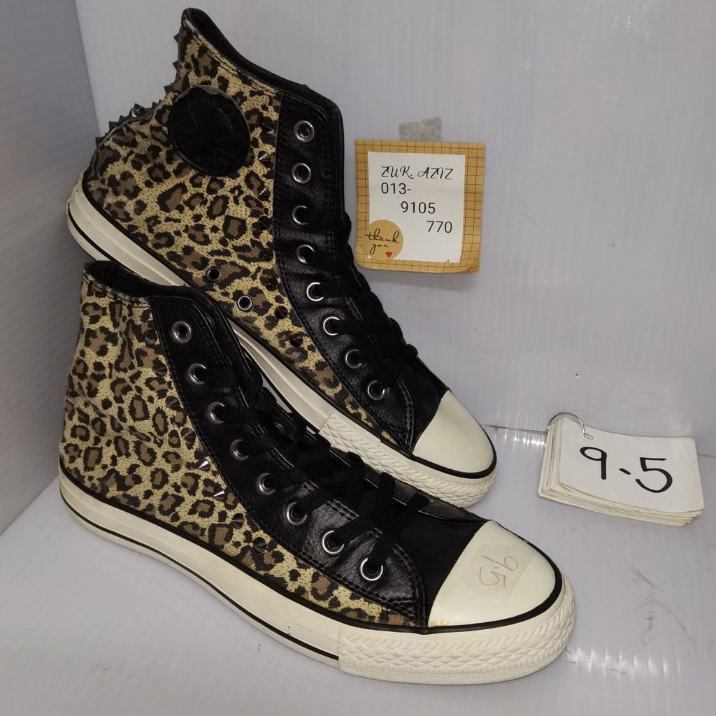 leopard print studded converse