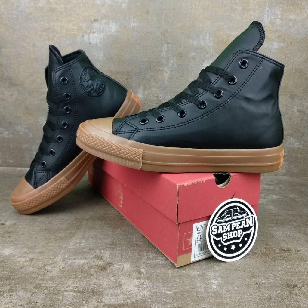 Converse Leather Shoes All star PIU High Black gum original premium Leather  | Shopee Malaysia