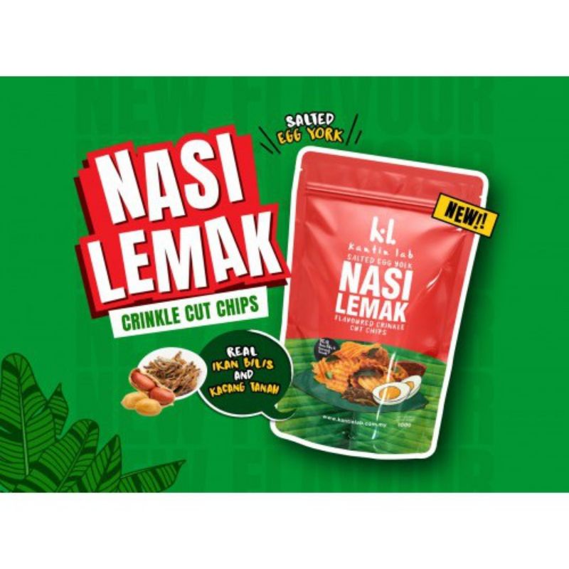 Snacks Kantin Lab Salted Egg Yolk Nasi Lemak Crinkle Cut Chips 100g