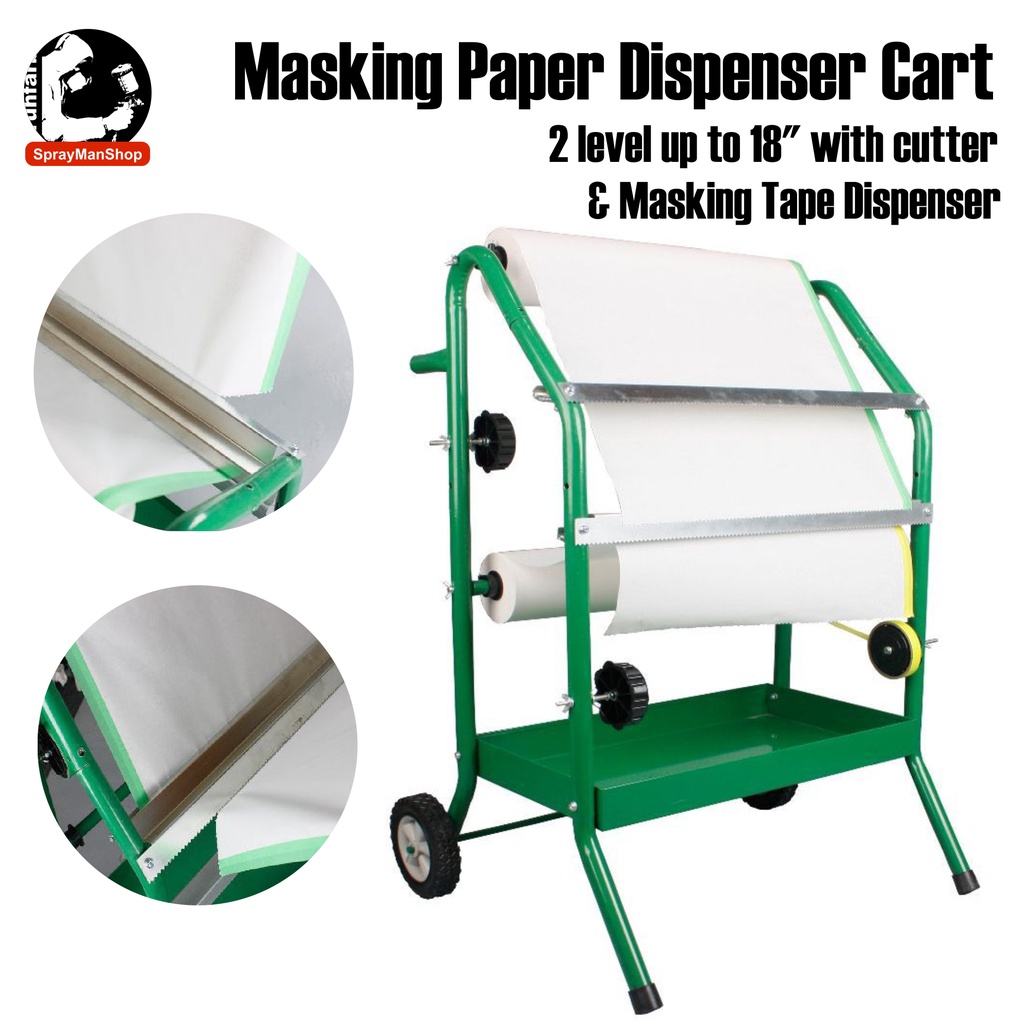 Masking Paper Dispenser Cutter Trolley 18" Masking Paper Cutter Cart