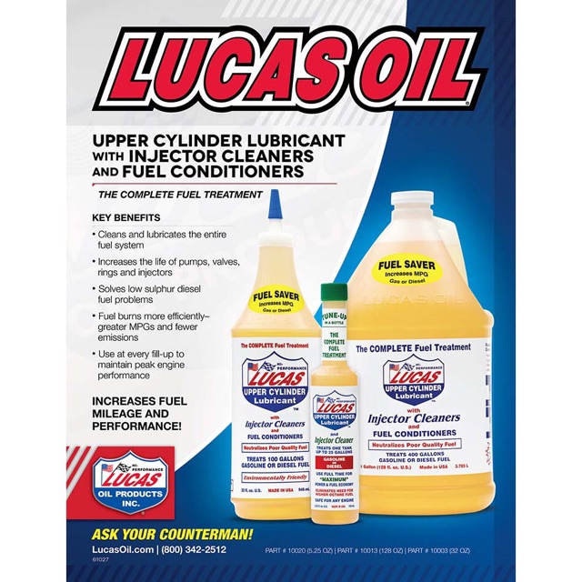 LUCAS OIL CYLINDER LUBRICANT FUEL TREATMENT AND INJECTOR CLEANER 155ml